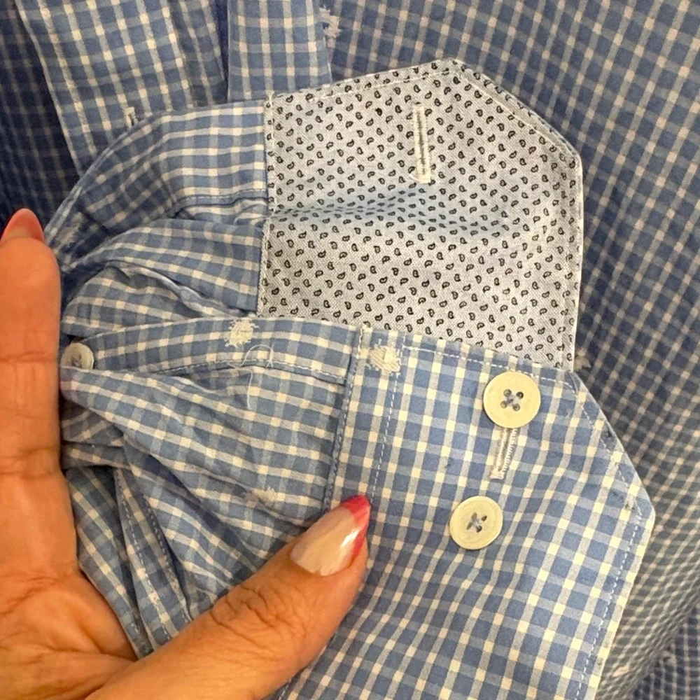 Men's Blue Bugatchi Shirt - Picture 5 of 5